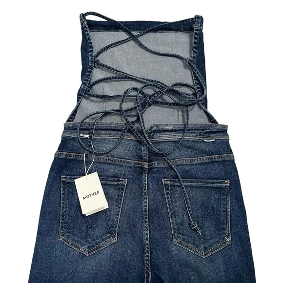 Mother The Tie Back Hustler Ankle Fray Jumpsuit in Pardon My French Denim 30 - Picture 9 of 16